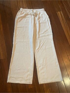 Light Cream Wide Leg Drawstring Pants